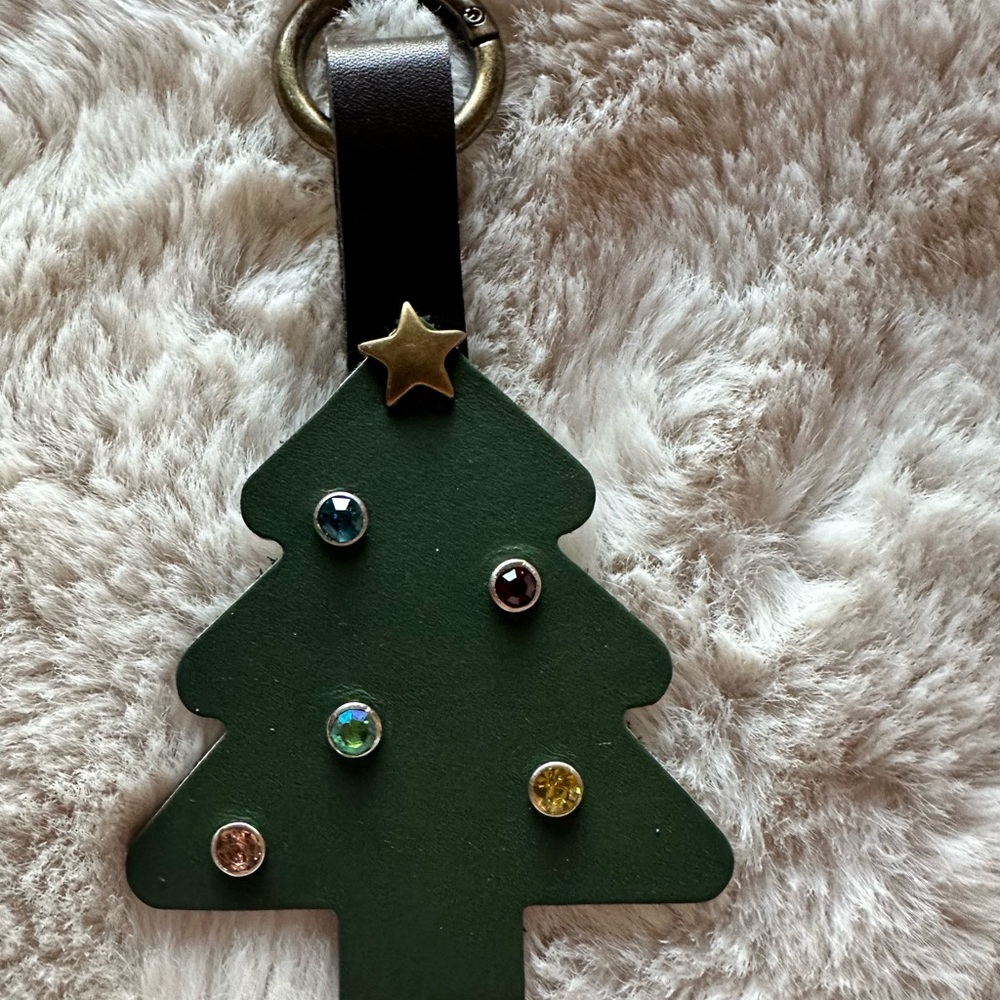Christmas Tree Leather Charm, Flair, Keychain